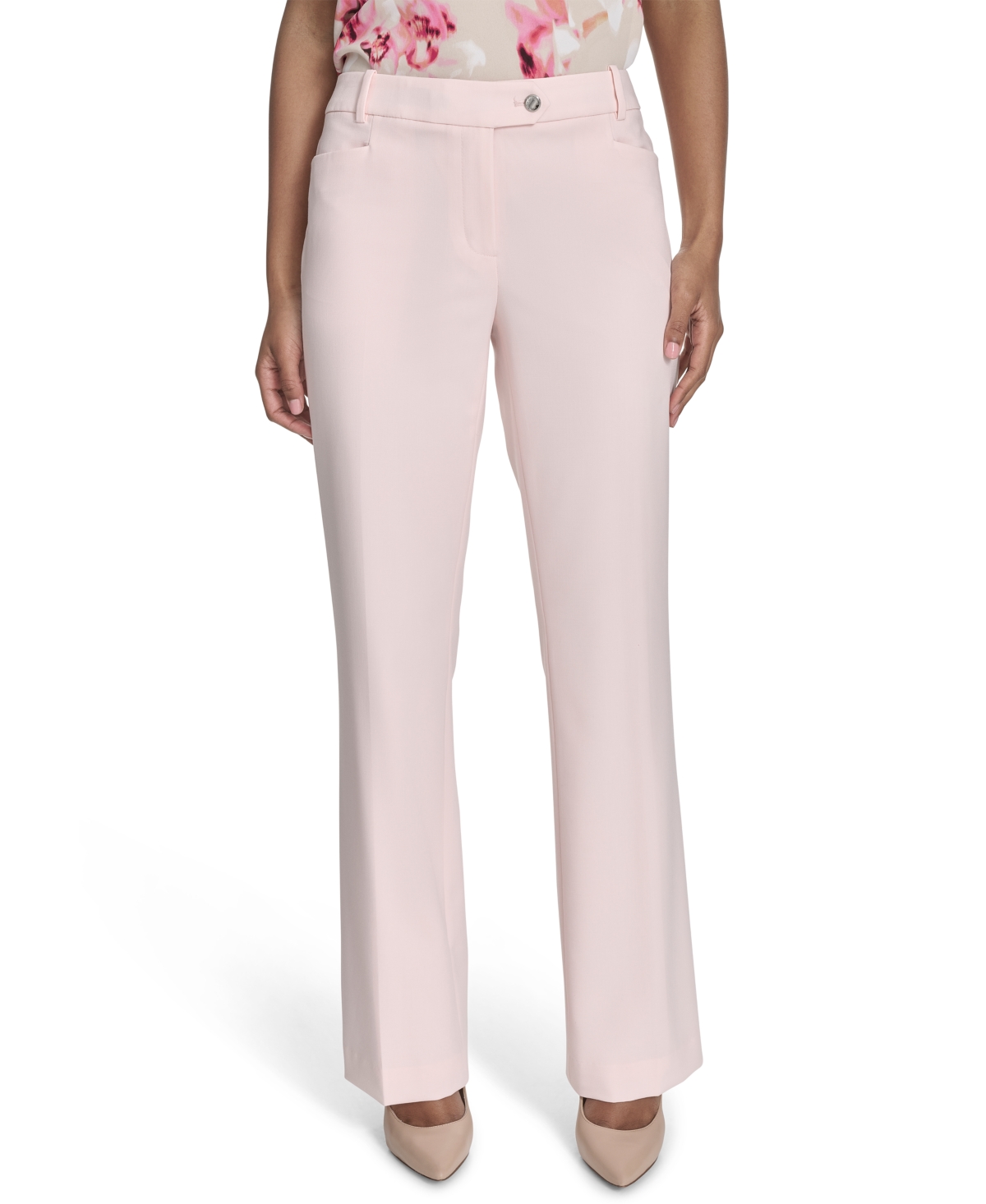 Shop Calvin Klein Women's Modern-fit Straight-leg Pants In Parfait