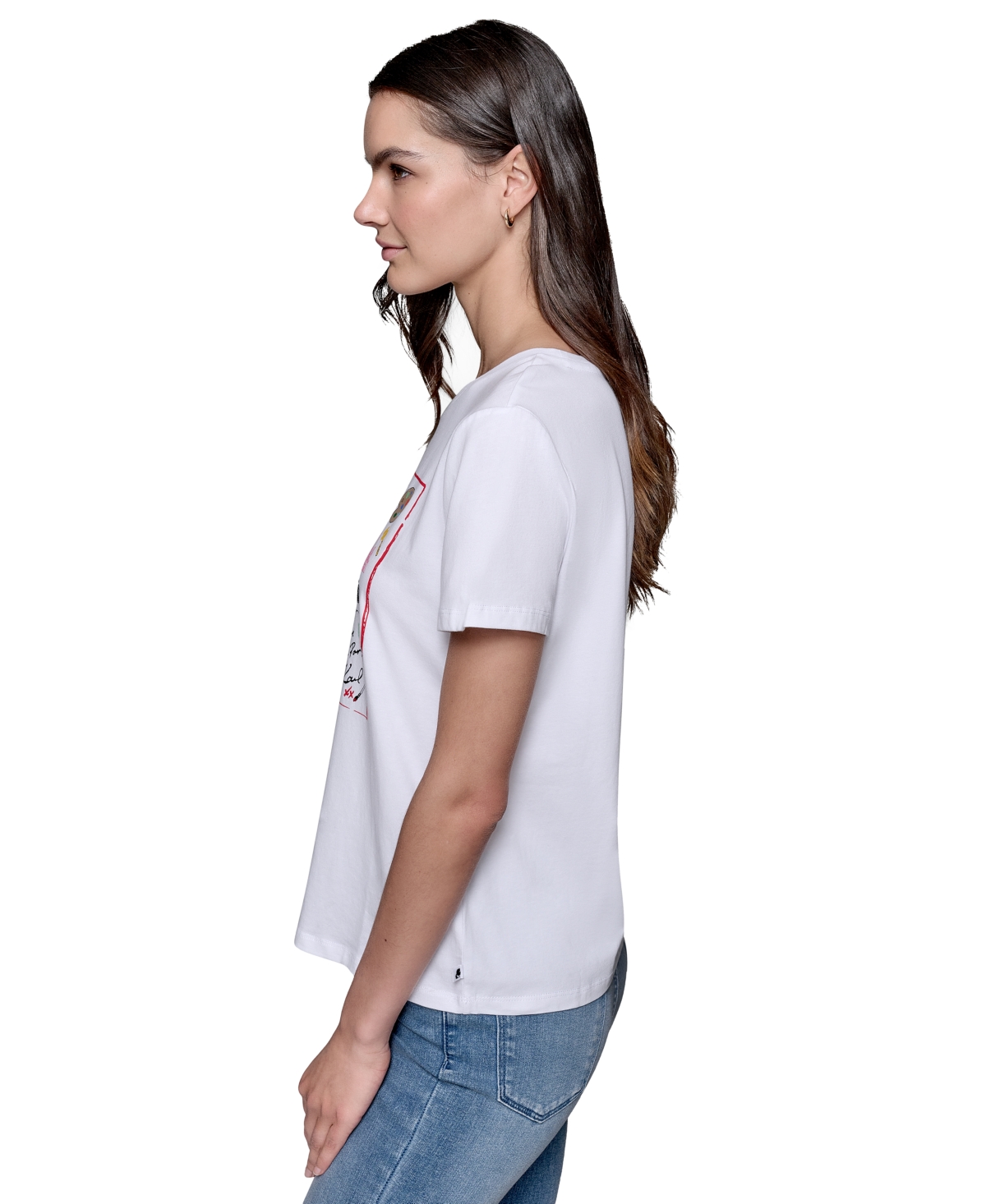 Shop Karl Lagerfeld Women's Art Motif Logo T-shirt In White