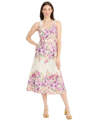 Maggy London - Women's Floral-Print Cotton Midi Dress