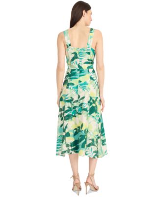 Женское миди-платье с поясом и принтом Maggy London