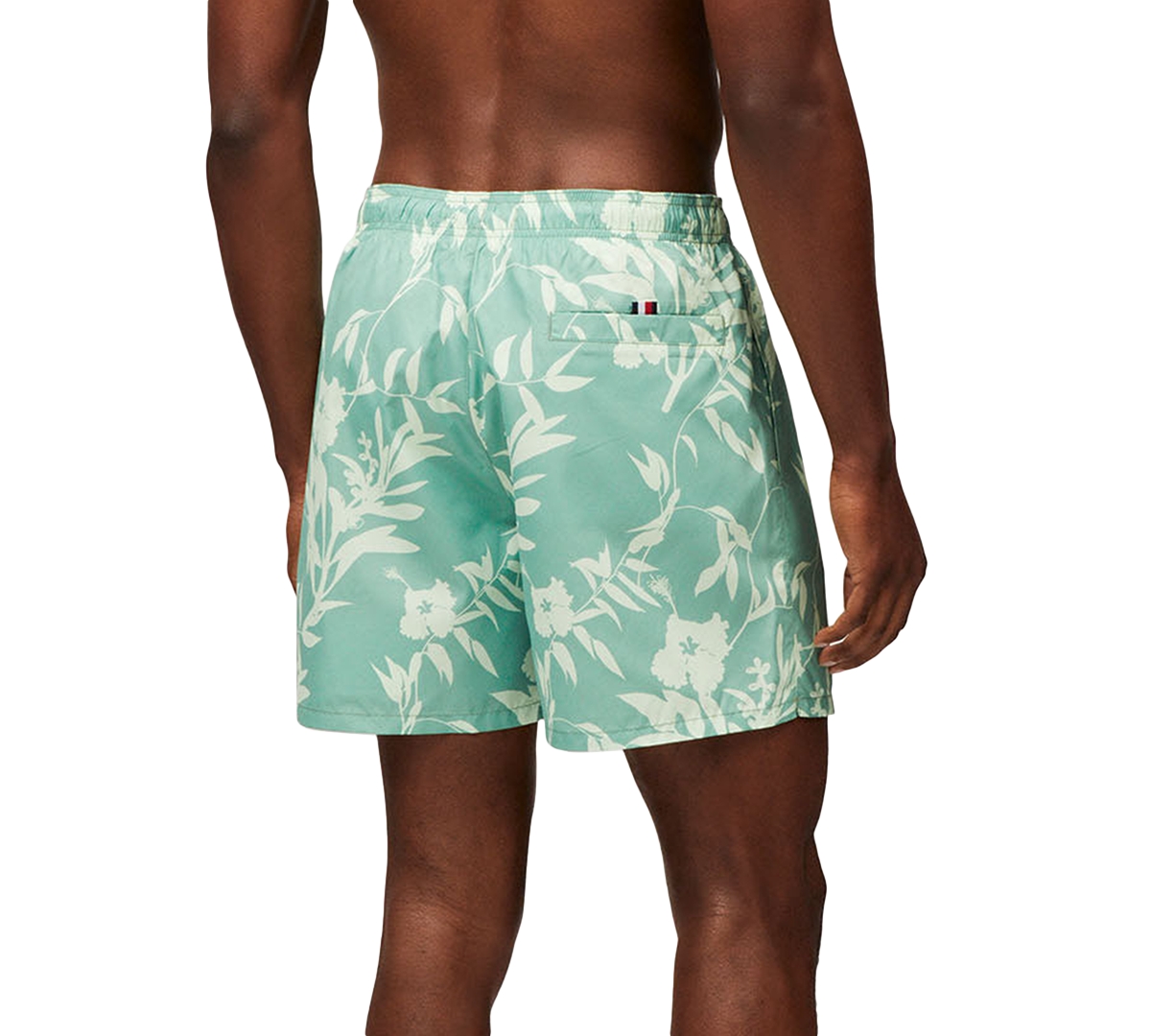 Tommy Hilfiger Men's Ombre Medium Length Drawstring 5" Swim Trunks In Floral Tropic Aop Fort Green