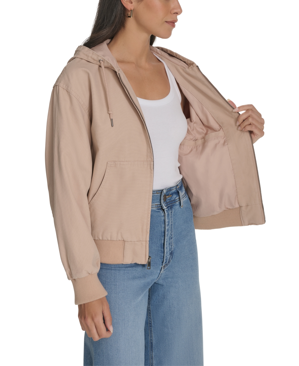 Levi's Relaxed Hooded Bomber Jacket In Light Pink