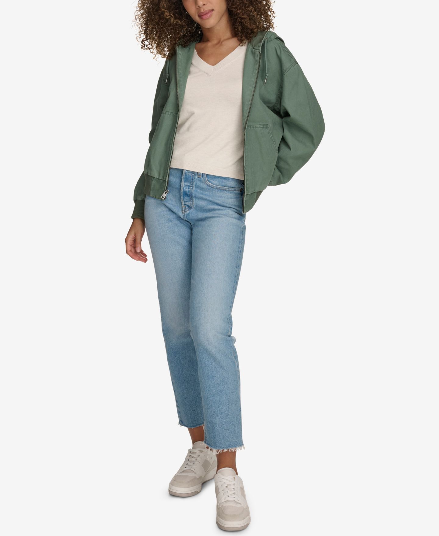 Женская куртка Levi's Relaxed Hooded Bomber, цвет: Зелёный — фото 2