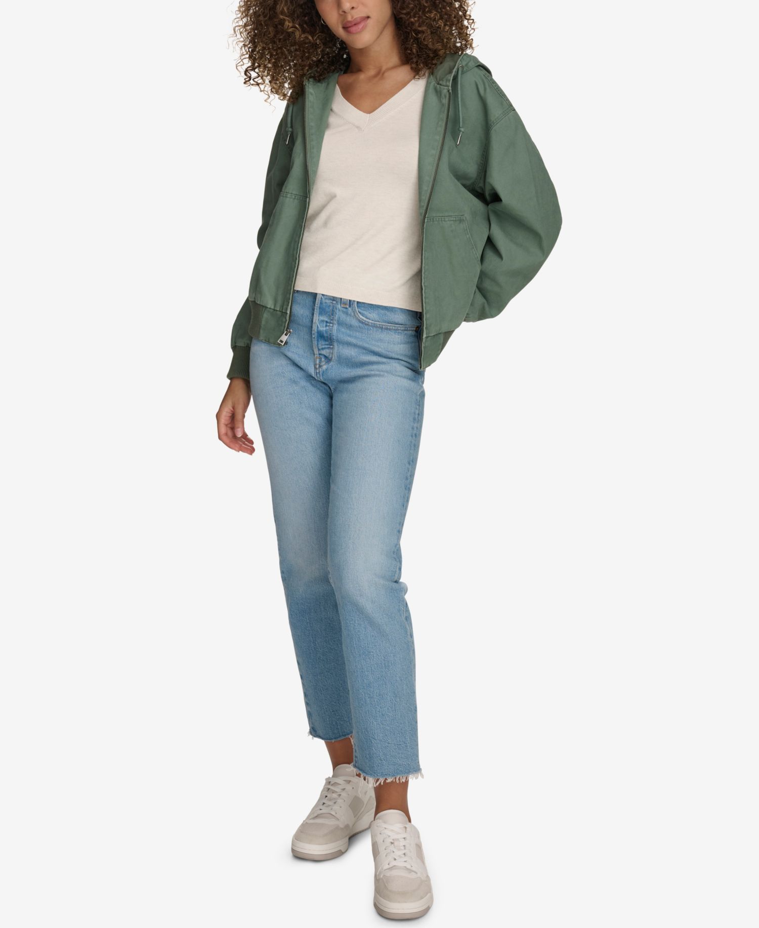 Women's Relaxed Hooded Bomber Jacket