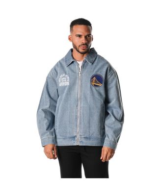 Мужская и женская синяя джинсовая куртка The Wild Collective синего цвета от Golden State Warriors Coachs на молнии