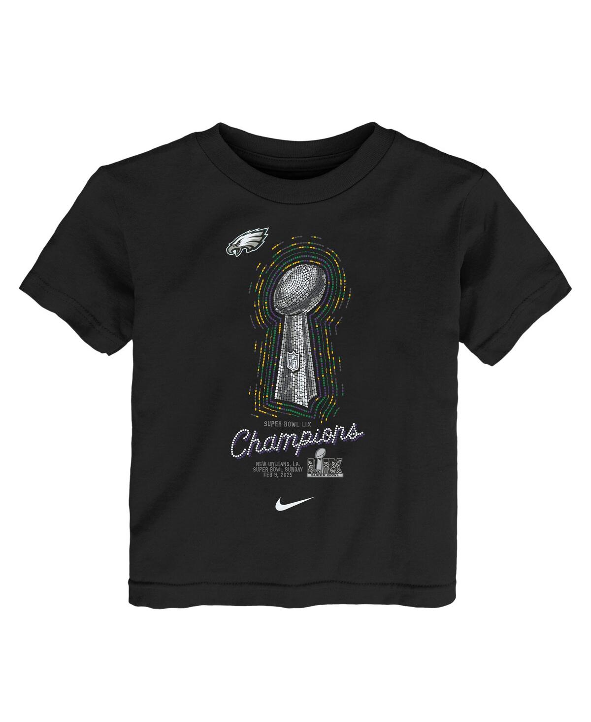 Nike Toddler Black Philadelphia Eagles Super Bowl Lix Champions Lombardi Trophy T-shirt In Black