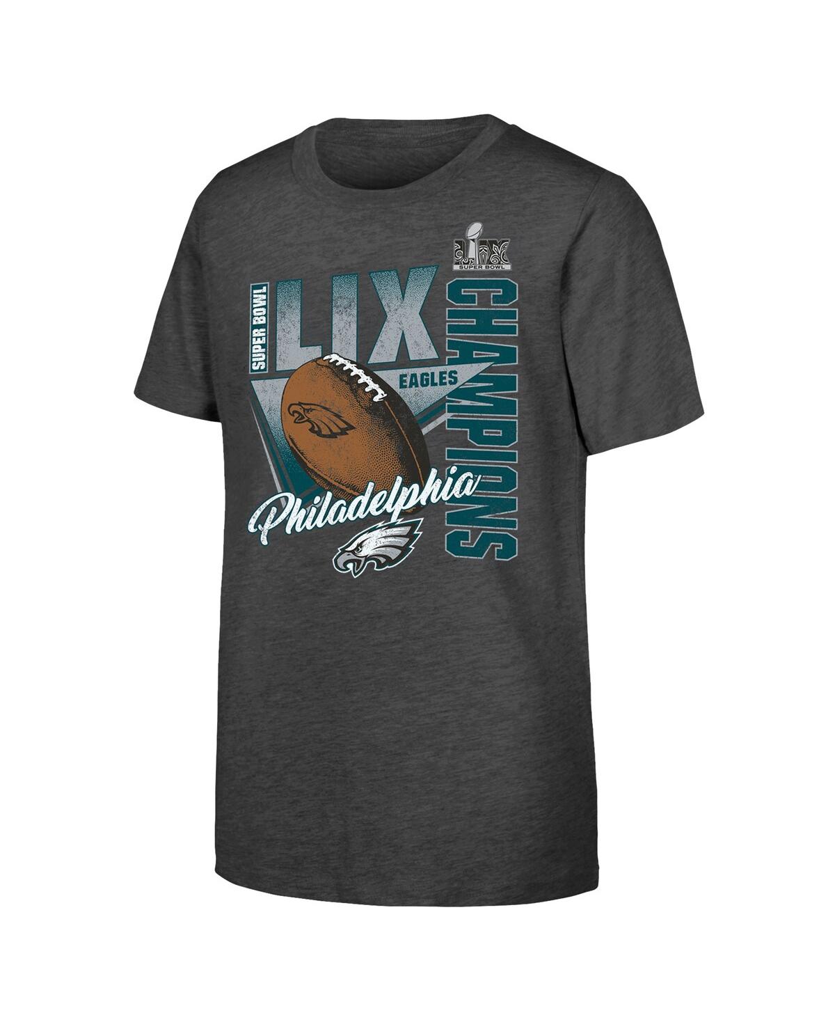Fanatics Big Boys And Girls Heather Charcoal Philadelphia Eagles Super Bowl Lix Champions Own The Moment Tri- In Heather Charcoal