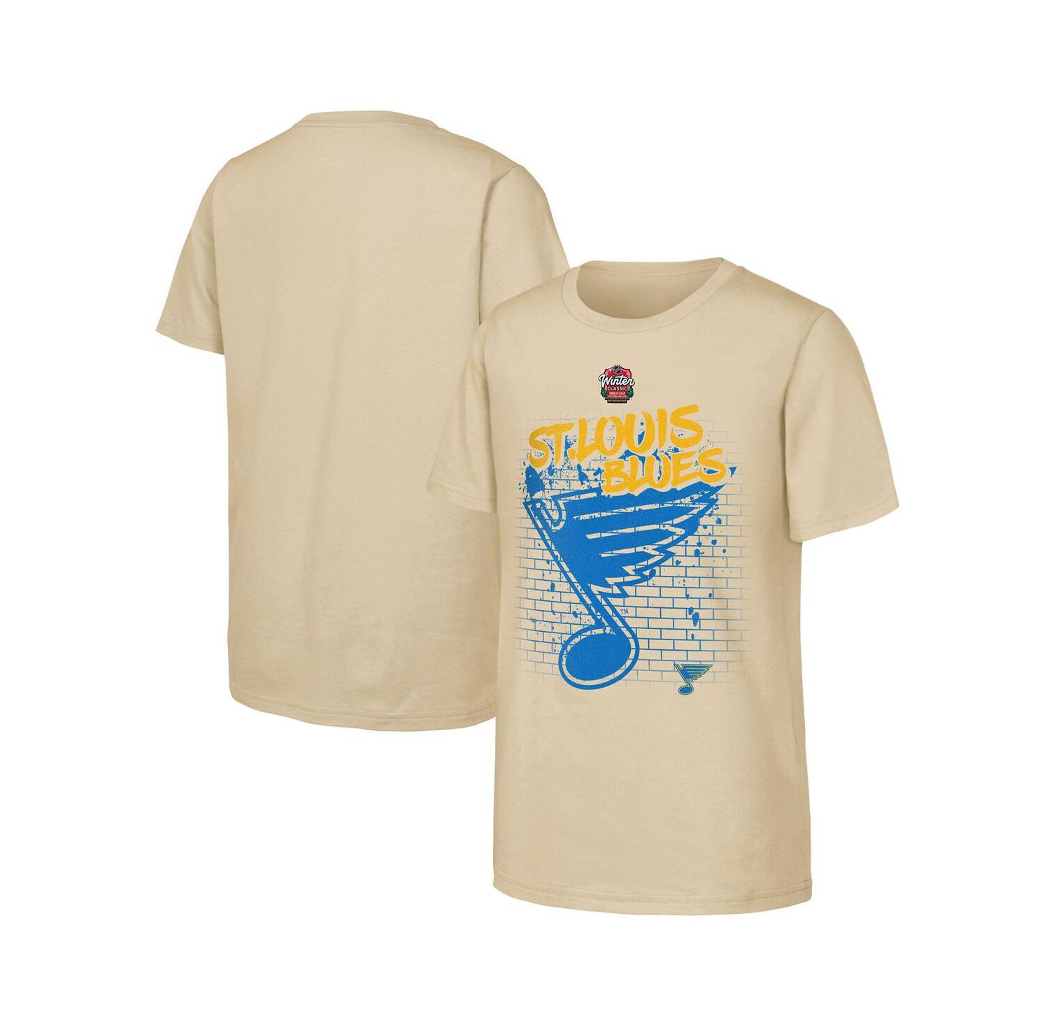 Big Boys and Girls Tan St. Louis Blues 2025 NHL Winter Classic Street Art T-Shirt