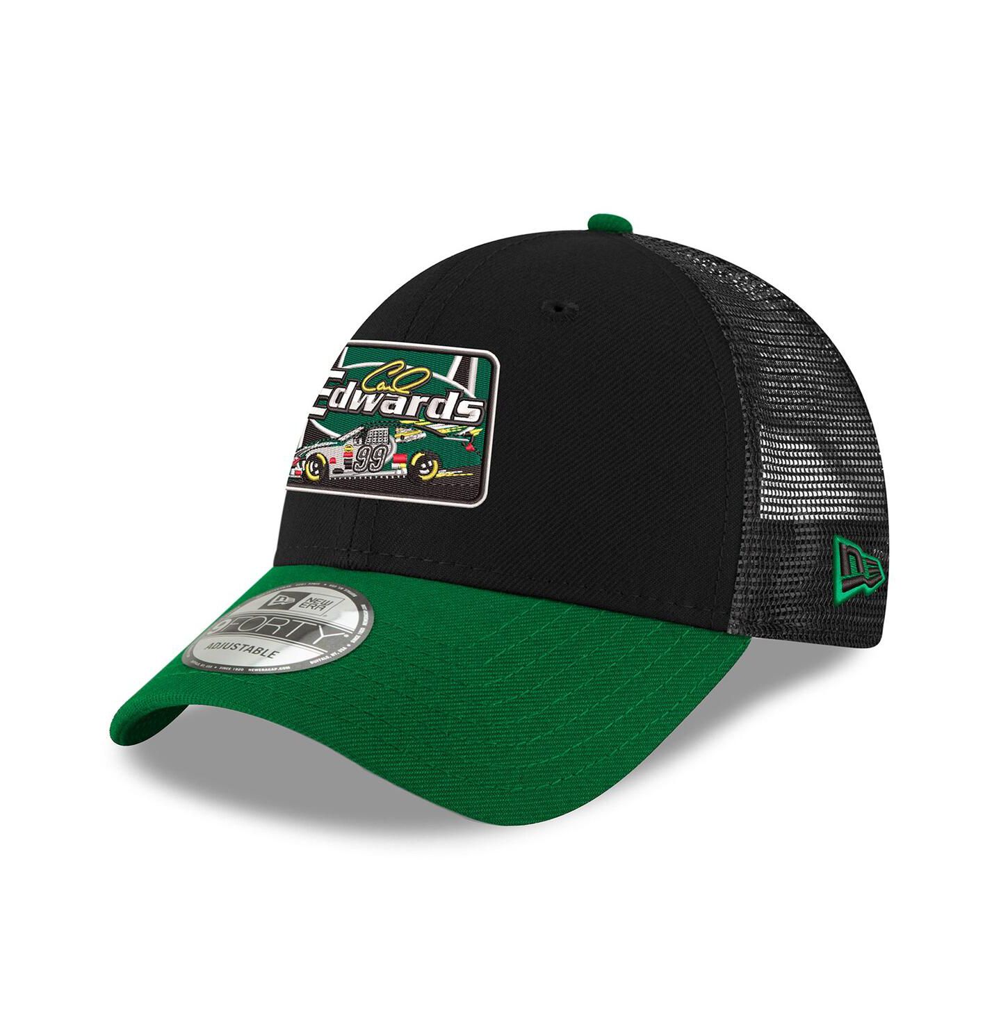 Мужская кепка New Era Black/Green Carl Edwards 2025 NASCAR Hall of Fame 9FORTY Adjustable Trucker Hat — фото 3