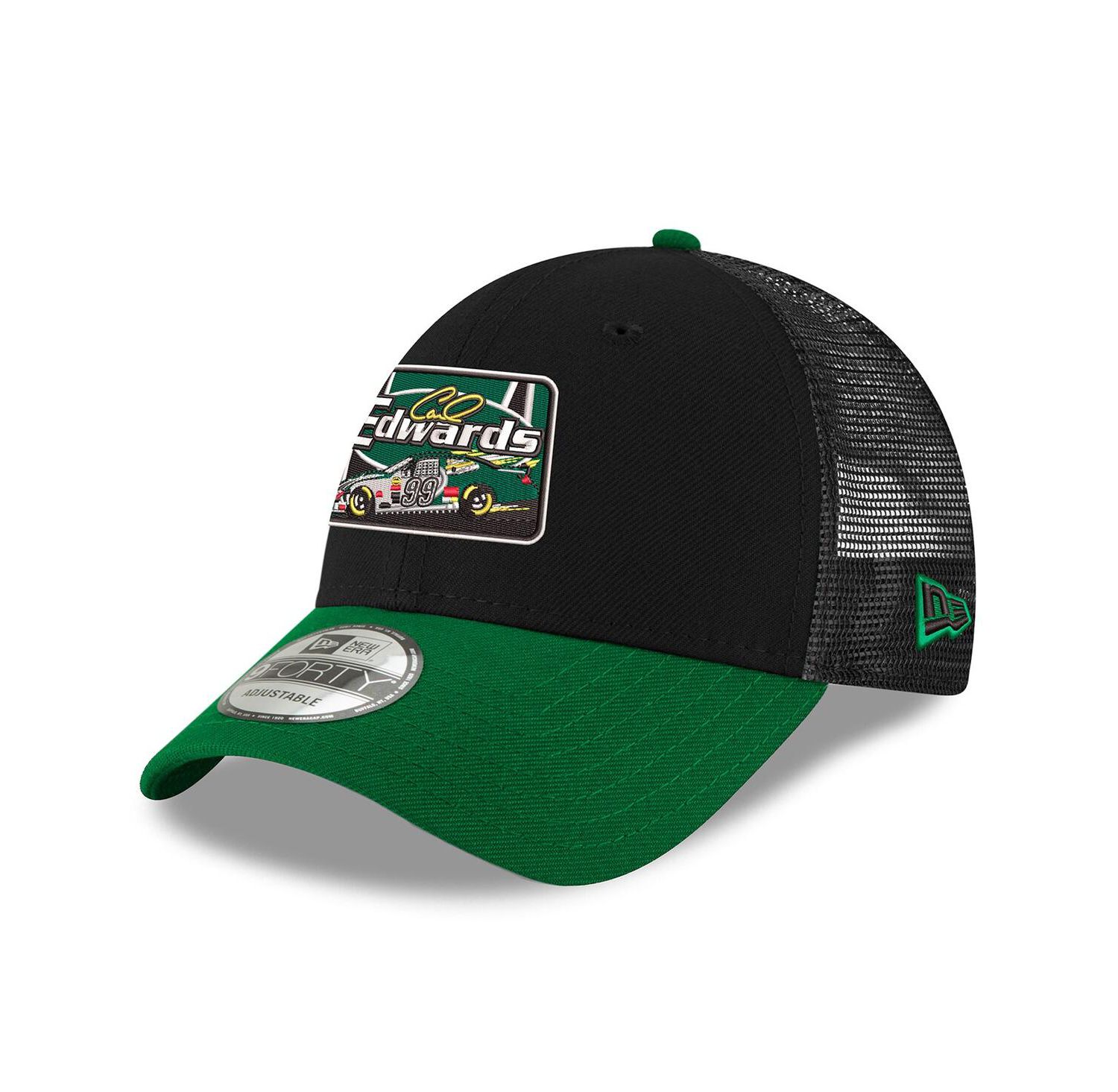 Men's Black/Green Carl Edwards 2025 NASCAR Hall of Fame 9FORTY Adjustable Trucker Hat