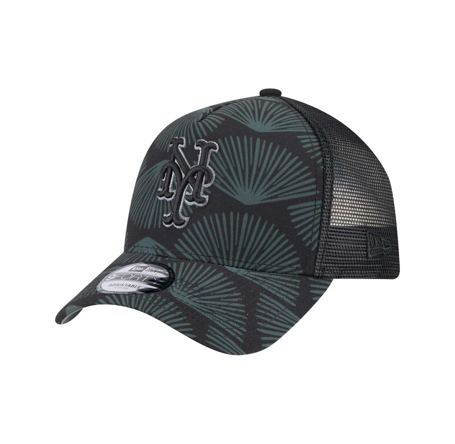 Men's Black New York Mets 9FORTY A-Frame Trucker Adjustable Hat