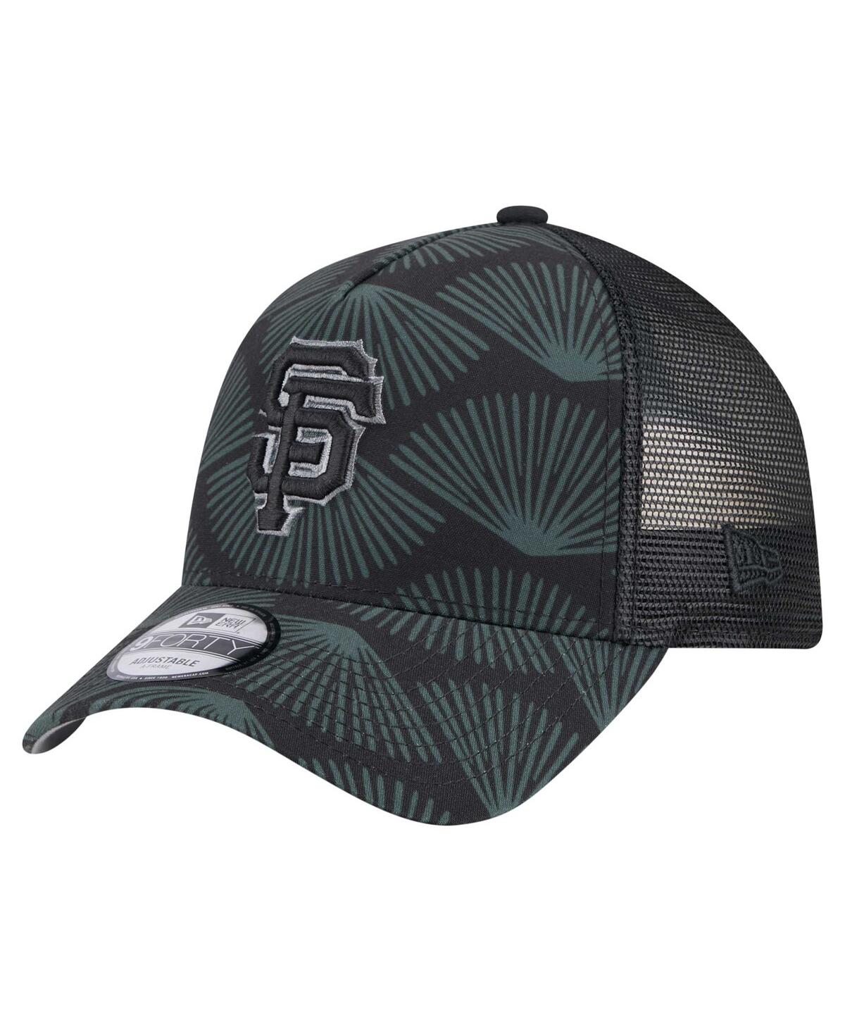 New Era Men's Black San Francisco Giants 9forty A-frame Trucker Adjustable Hat In Black