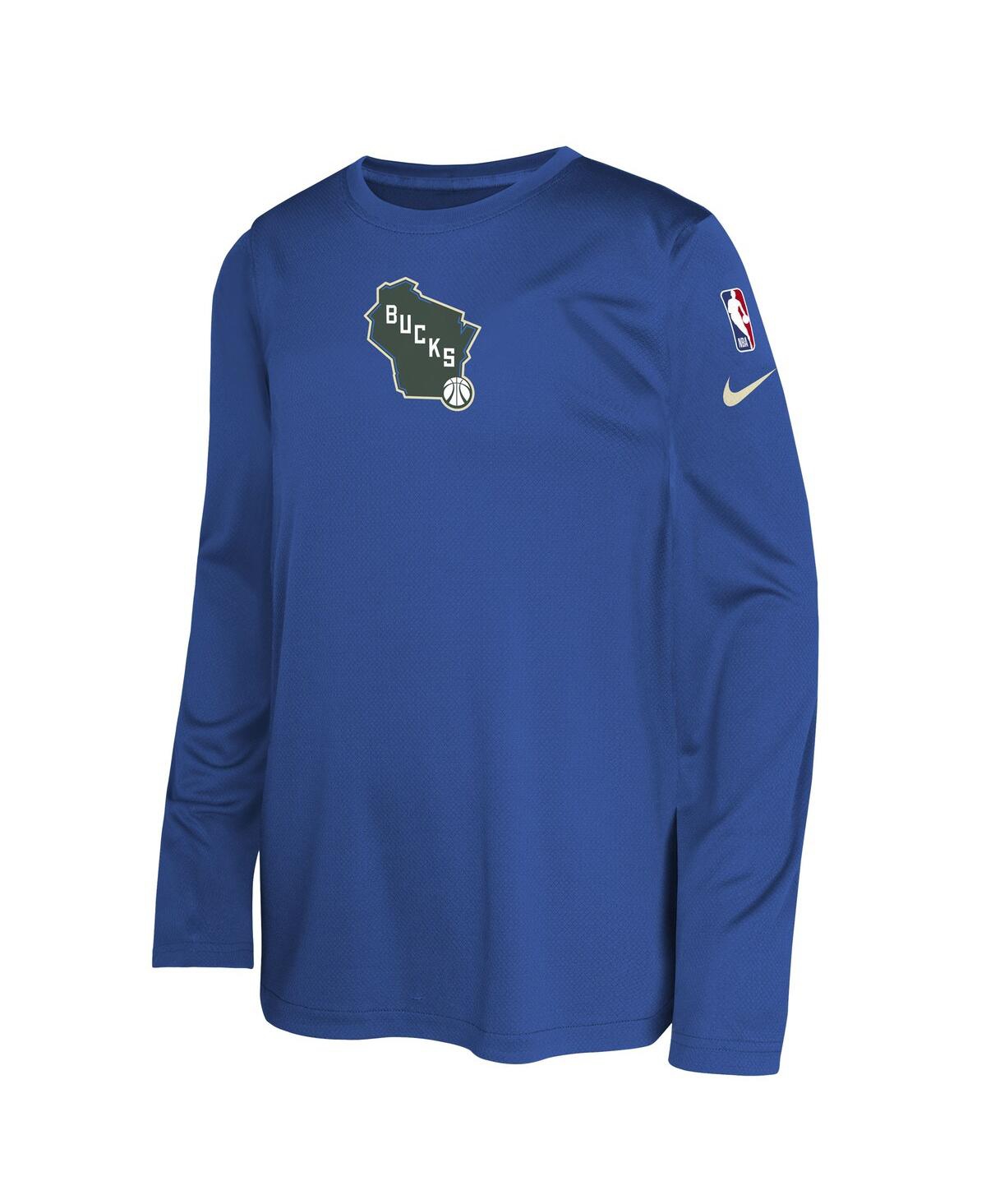 Nike Big Boys And Girls Royal Milwaukee Bucks 2024/25 City Edition Pregame Performance Long Sleeve Shooti In Royal