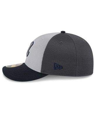 Мужская серая / темно-синяя шляпа Atlanta Braves 2025, новая эра, для тренировок по бейсболке, с низким профилем, 59-Дюймовая приталенная шляпа