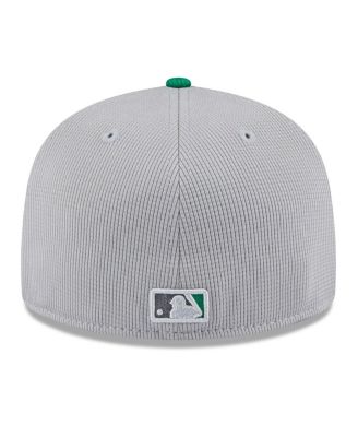 Мужская серо-зеленая кепка New Era Athletics 2025 для тренировок по бейсболу 59 размера 