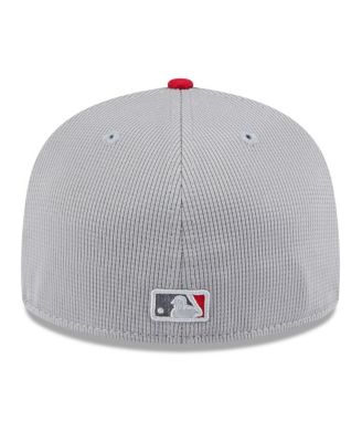 Мужская приталенная шляпа New Era, серая с красным, Philadelphia Phillies 2025, для тренировки по бейсболке, 59 футов пятьдесят дюймов