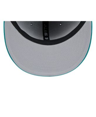 Мужская приталенная шляпа New Era серого цвета/цвета морской волны Seattle Mariners 2025 для тренировок по бейсболке 59FIFTY