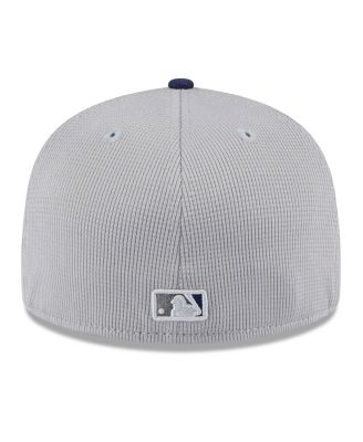 Мужская серая / темно-синяя кепка New Era Tampa Bay Rays 2025 для тренировок по бейсболке 59 размера 