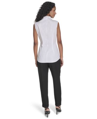 Женская хлопчатобумажная рубашка Calvin Klein без рукавов с пуговицами спереди