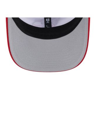 Мужская бело-красная кепка дальнобойщика New Era Cleveland Guardians 2025 для тренировок по бейсболке 9SEVENTY с эластичной застежкой