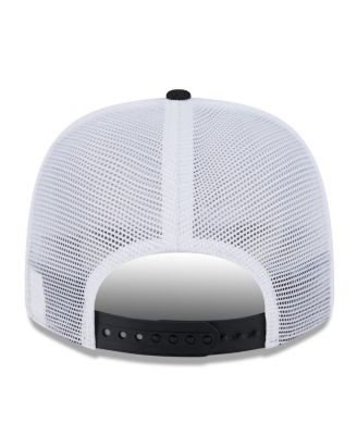 Мужская бело-черная кепка дальнобойщика New Era Miami Marlins 2025 для тренировок по бейсболке 9SEVENTY с эластичной застежкой