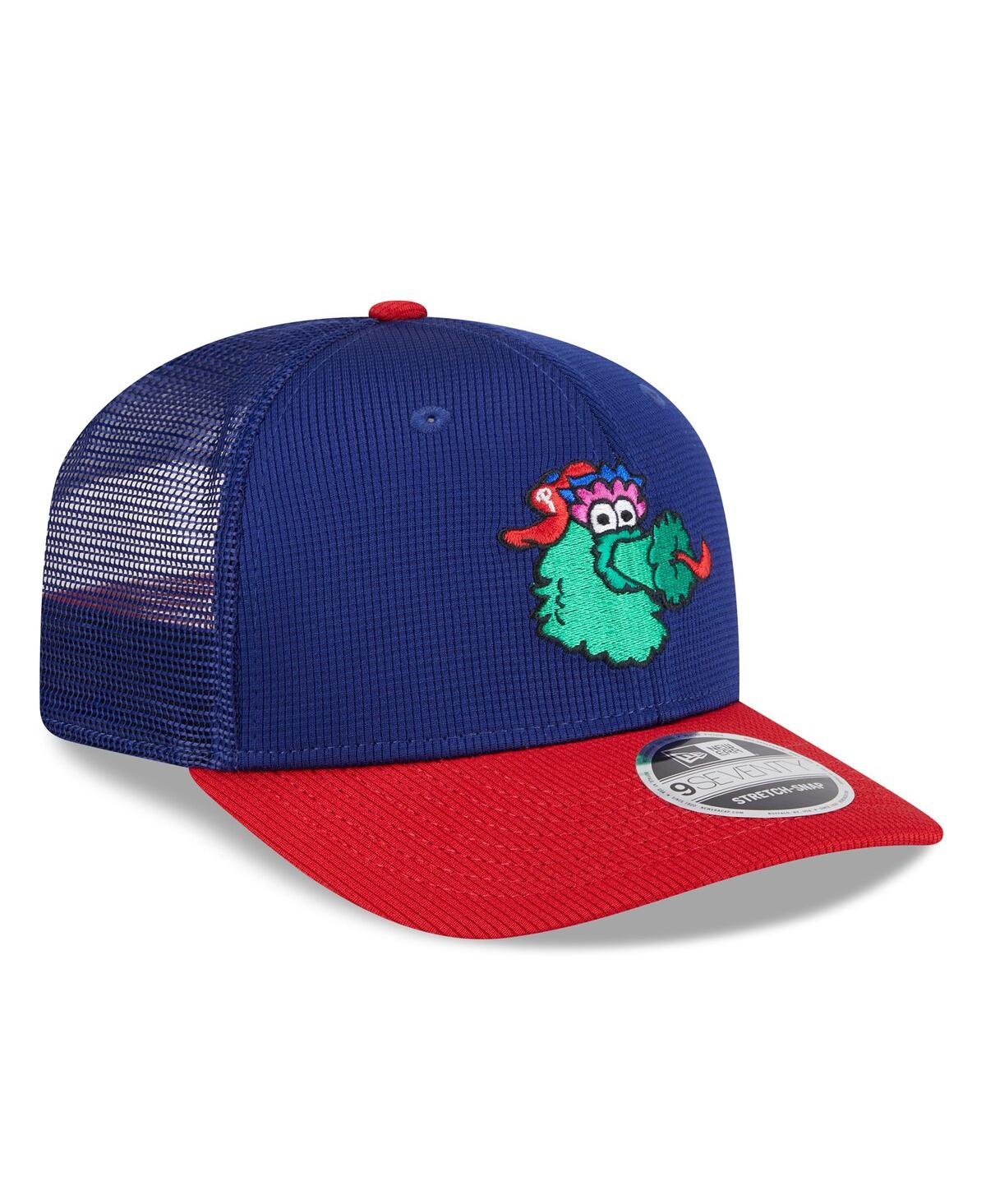 NEW ERA MEN'S ROYAL/RED PHILADELPHIA PHILLIES 2025 BATTING PRACTICE 9SEVENTY STRETCH-SNAP TRUCKER HAT 