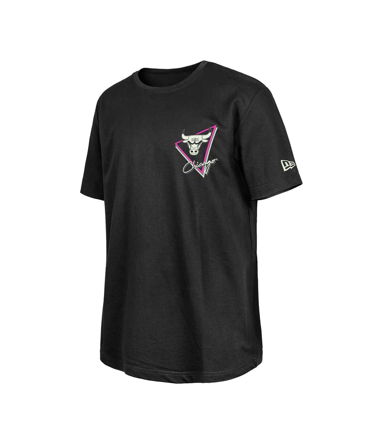 NEW ERA MEN'S BLACK CHICAGO BULLS GLOW-IN-THE-DARK T-SHIRT 