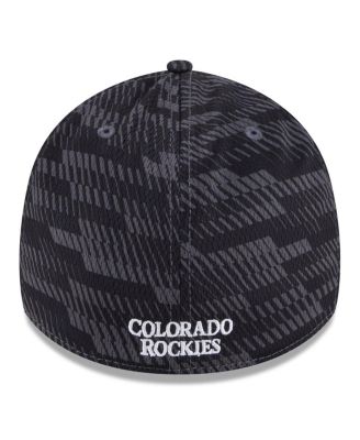 Men's Black Colorado Rockies 2025 MLB Clubhouse 39THIRTY Flex Hat