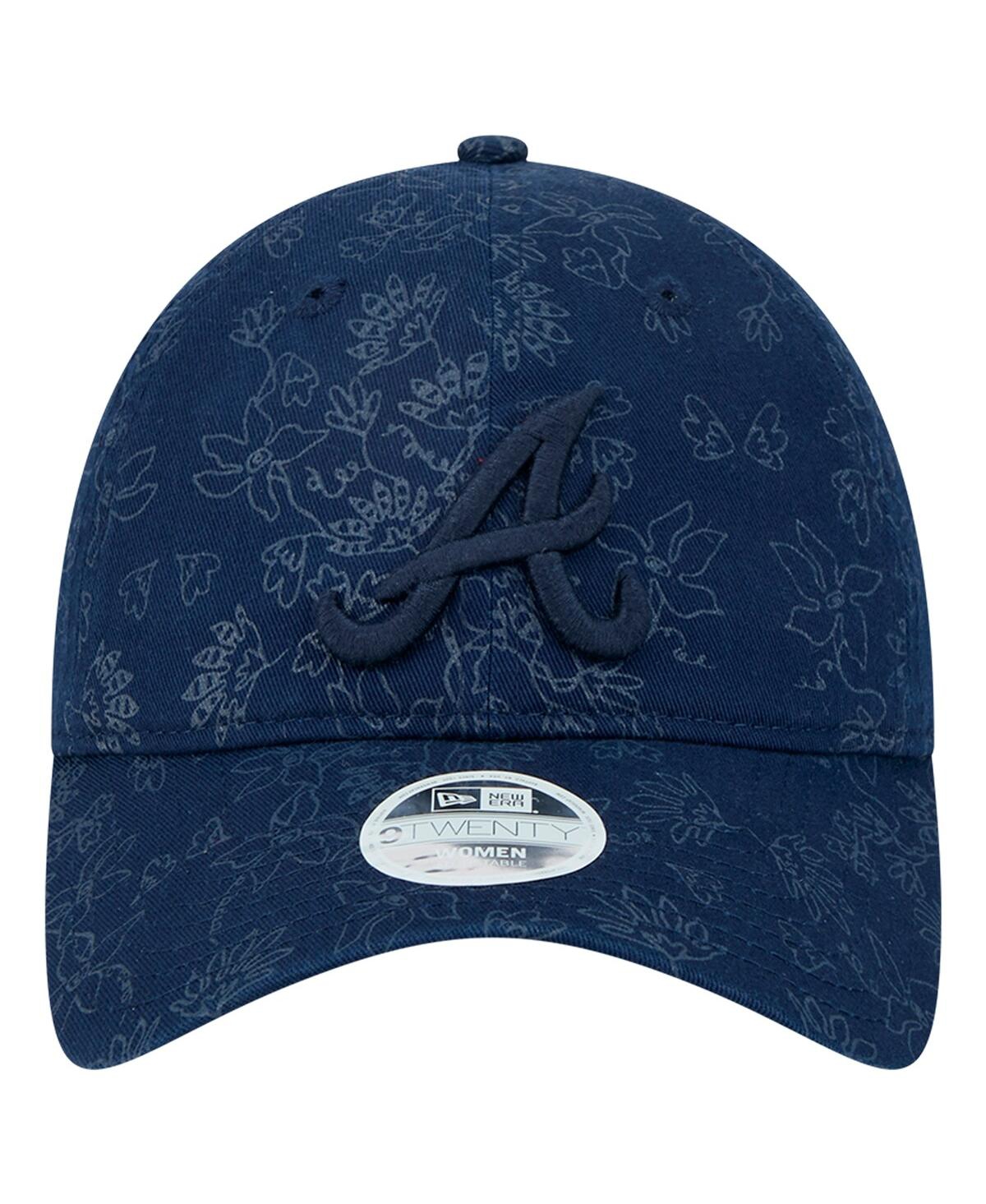 New Era Women's Navy Atlanta Braves Tonal Floral 9twenty Adjustable Hat In Navy
