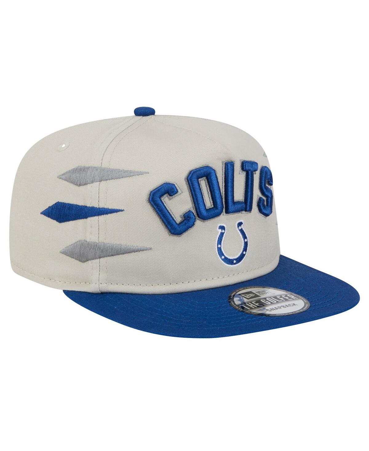 NEW ERA MEN'S STONE/ROYAL INDIANAPOLIS COLTS ATHLETIC GOLFER SNAPBACK HAT 