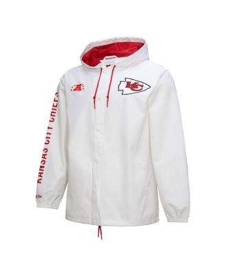 Мужская белая куртка с капюшоном Mitchell & Ness с винтажным логотипом Kansas City Chiefs Coachs на молнии с капюшоном Mitchell & Ness