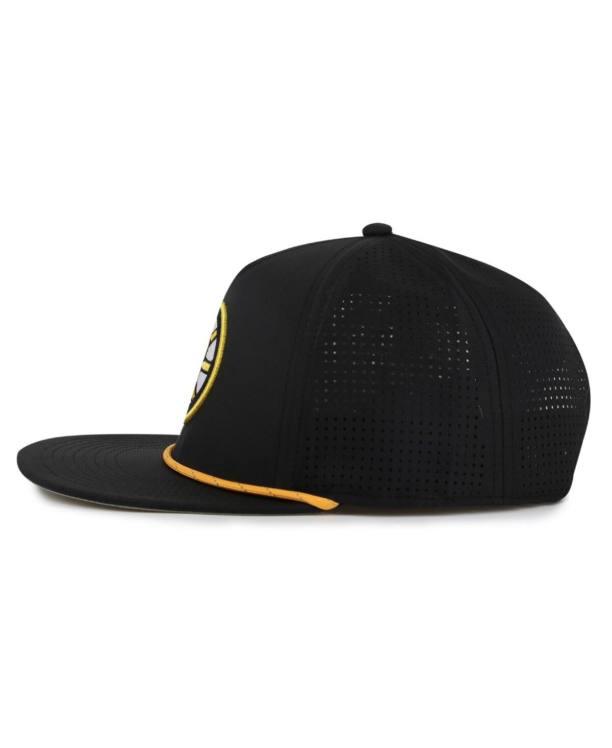 AMERICAN NEEDLE MEN'S BLACK BOSTON BRUINS BUXTON PRO TECH ADJUSTABLE HAT 