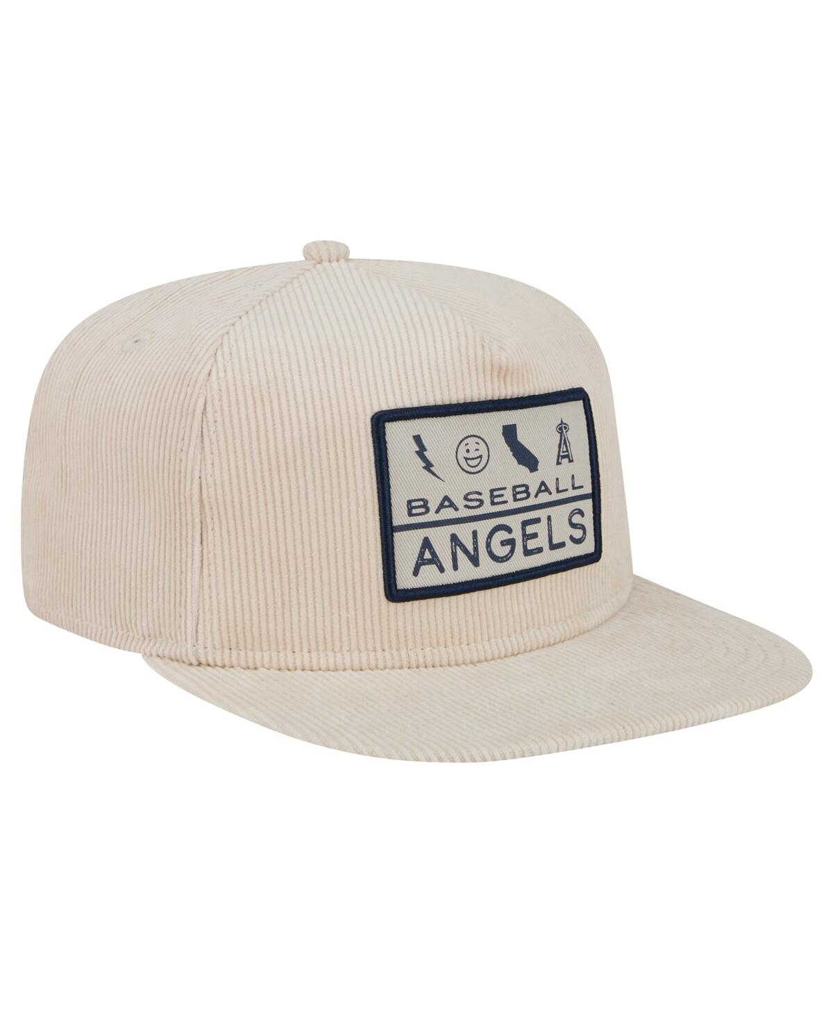 NEW ERA MEN'S KHAKI LOS ANGELES ANGELS SUMMER ESSENTIAL GOLFER SNAPBACK HAT 