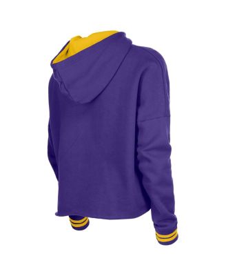 Women's Purple Los Angeles Lakers Boxy Raw Edge Pullover Hoodie