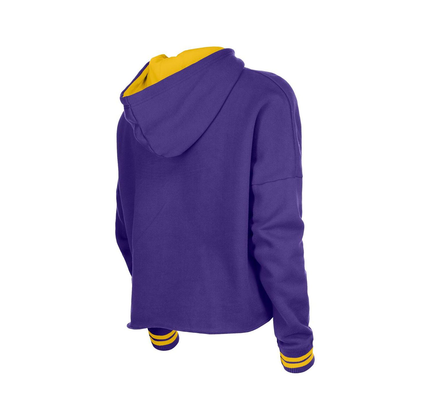 Women's Purple Los Angeles Lakers Boxy Raw Edge Pullover Hoodie