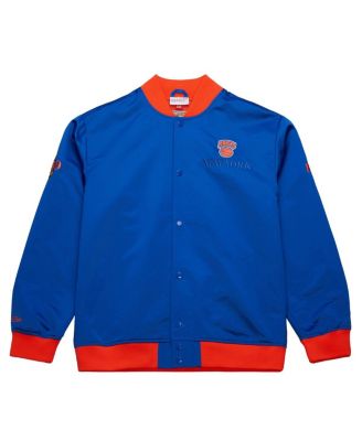 Мужская синяя куртка Mitchell & Ness New York Knicks Hardwood Classics Team OG 3.0 из легкого атласа на полной застежке