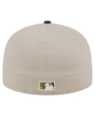 Мужская приталенная шляпа New Era Natural/Hunter Green Oakland Athletics Lifestyle с наполнителем из древесной коры 59-го размера.
