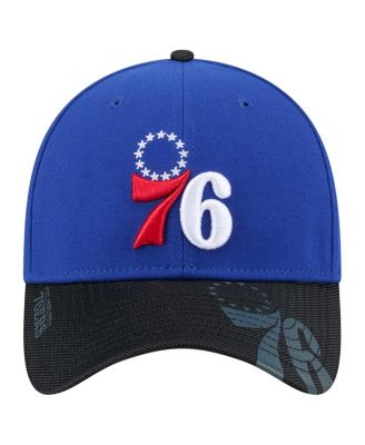 Men's Royal/Black Philadelphia 76ers Sport Night Visor Hit 39THIRTY Flex Hat