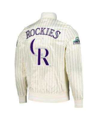 Мужская кремовая куртка Pro Standard Colorado Rockies Cooperstown из коллекции Cooperstown в полоску в стиле ретро, классическая атласная куртка на застежке
