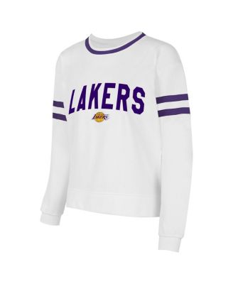 Women's White Los Angeles Lakers Borough Pullover Sweatshirt