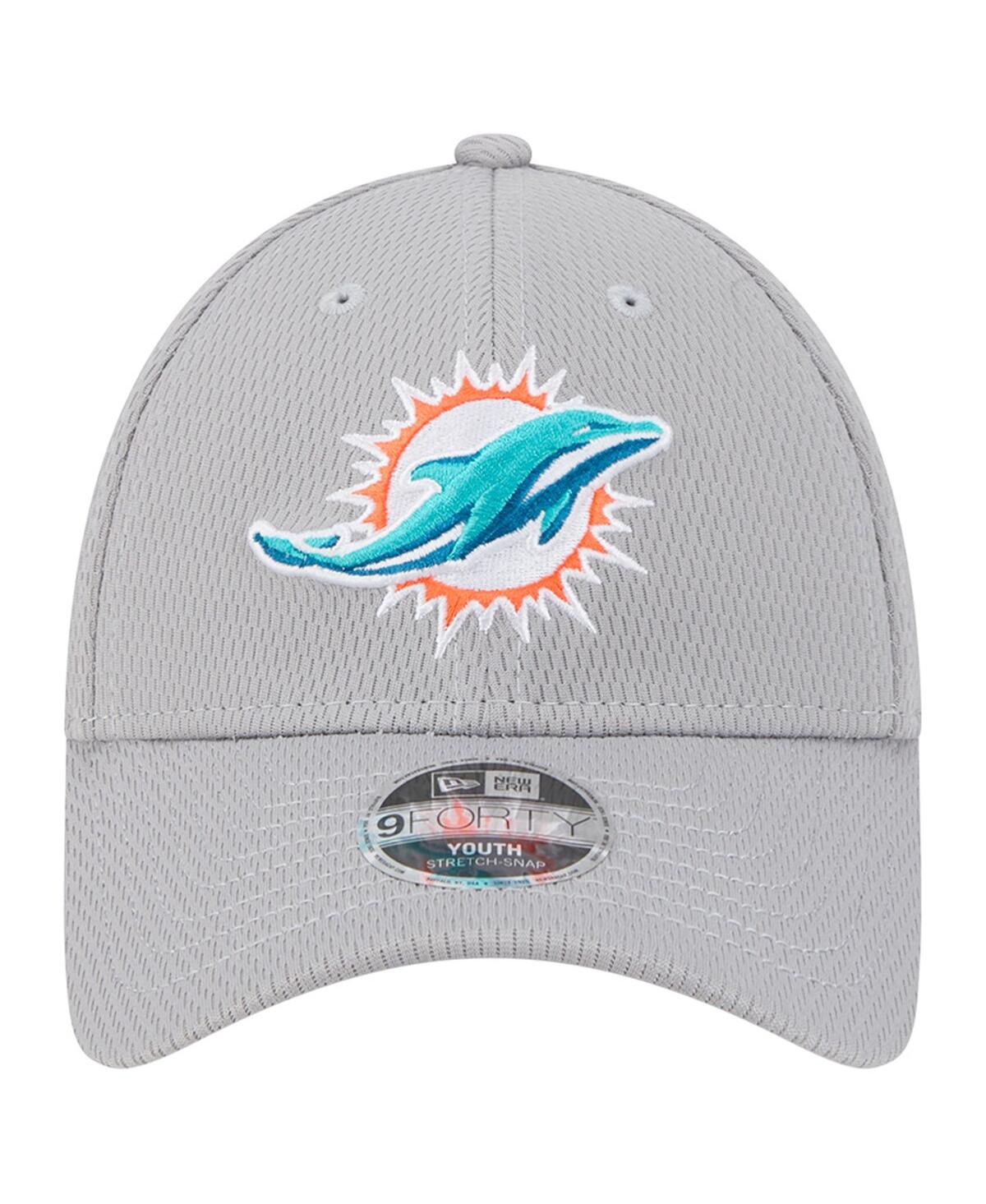 New Era Big Boys And Girls Gray Miami Dolphins Main 9forty Adjustable Hat In Gray