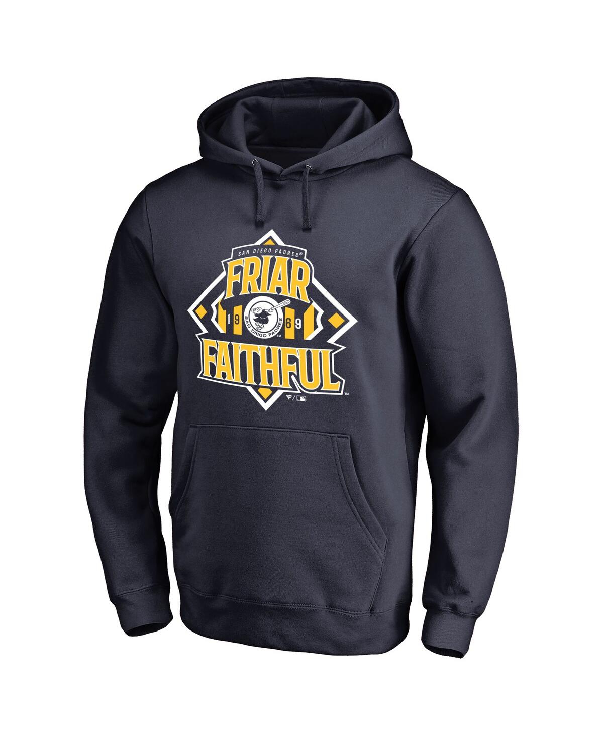 FANATICS MTO LABEL MEN'S NAVY SAN DIEGO PADRES HOMETOWN COLLECTION FRIAR FAITHFUL PULLOVER HOODIE 