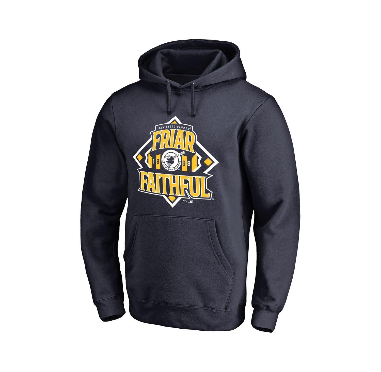 Men's Navy San Diego Padres Hometown Collection Friar Faithful Pullover Hoodie