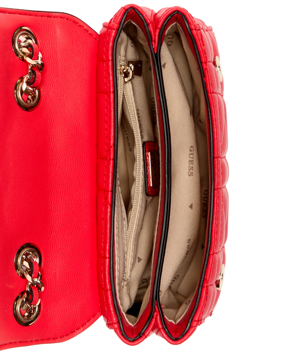 Shop Guess Edita Mini Convertible Crossbody Bag In Coral Red