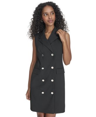 Женское двубортное платье-блейзер в тонкую полоску от Calvin Klein
