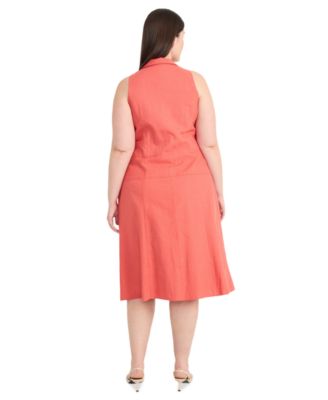 Платье-рубашка миди из льняной смеси большого размера Maggy London