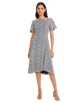 Maggy London - Women's Floral-Lace Short-Sleeve Dress