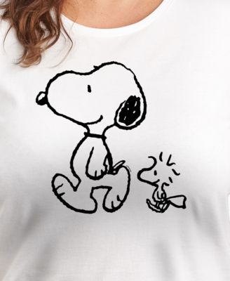 Модная футболка с круглым вырезом Hybrid Apparel модного размера плюс Peanuts Snoopy Woodstock Walk с графическим рисунком
