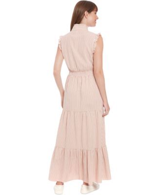 Женское макси-платье в полоску с оборками и ярусами от London Times