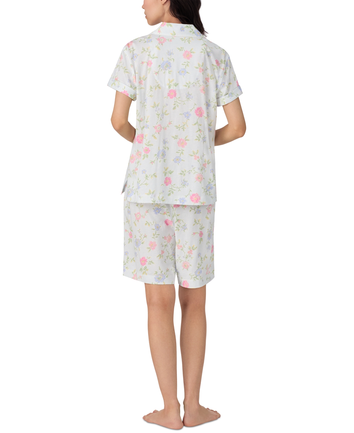 Shop Ralph Lauren Women's Short-sleeve Bermuda Pajama Set In Ivory Floral